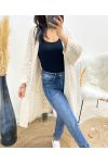 LONG OPENWORK CARDIGAN AW918 BEIGE