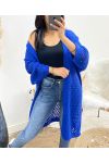 LONG OPENWORK CARDIGAN AW918 ROYAL BLUE