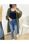 CARDIGAN LUNGO TRAFORATO AW918 VERDE MILITARE