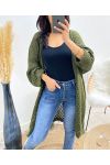 CARDIGAN LUNGO TRAFORATO AW918 VERDE MILITARE