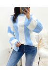 CHUNKY STRIPE SWEATER AH929 SKY BLUE