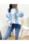 CHUNKY STRIPE SWEATER AH929 SKY BLUE