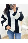 CHUNKY STRIPE PULLOVER AW929 SCHWARZ