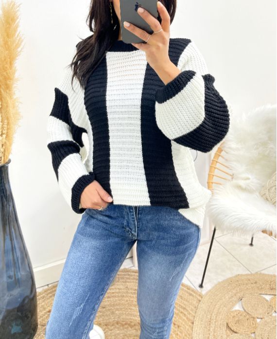 CHUNKY STRIPE SWEATER AW929 BLACK