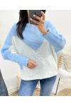 PULLOVER BI-COLORE LUREX AH941 BLEU CIEL