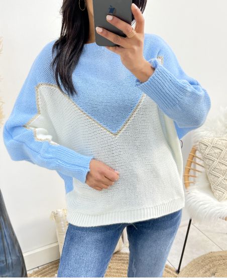 MAGLIA LUREX BICOLORE AH941 AZZURRO CIELO