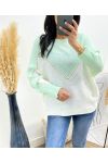 PULLOVER BI-COLORE LUREX AH941 VERT PASTEL