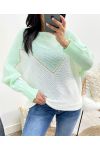 PULLOVER BI-COLORE LUREX AH941 VERT PASTEL