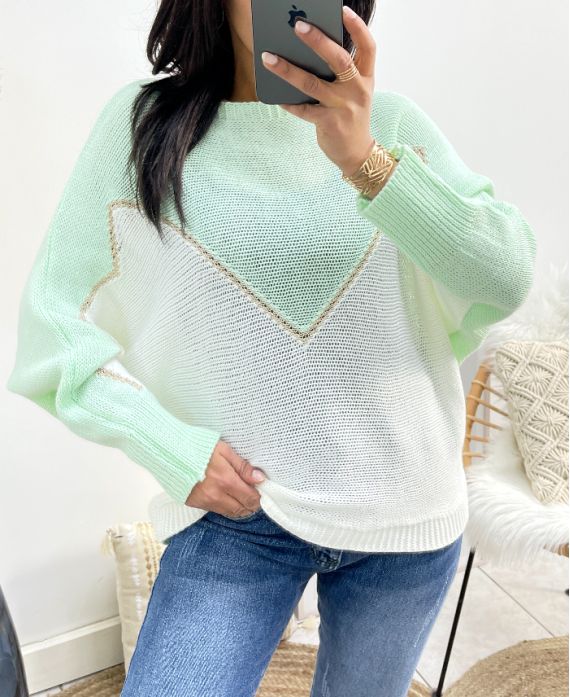 ZWEIFARBIGER LUREX-PULLOVER AH941 PASTELLGRÜN