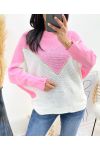 PULLOVER BI-COLORE LUREX AH941 ROSE