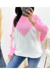 PULLOVER BI-COLORE LUREX AH941 ROSE