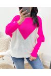 DWUKOLOROWY SWETER LUREX AH941 FUSHIA