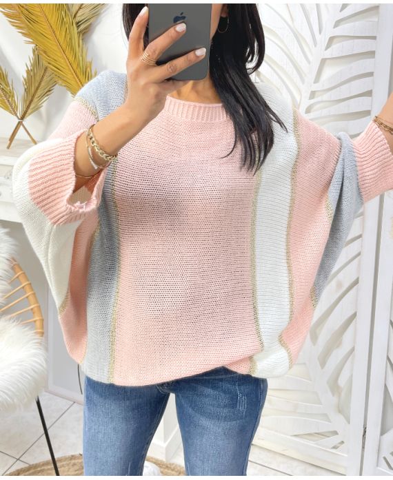 LUREX STRIPE PULLOVER PE948 PINK