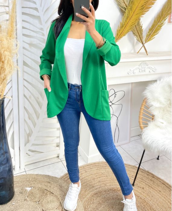 2-POCKET BLAZER JACKET PE975 EMUSALD GREEN