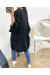 CARDIGAN LUNGO LUCIDO CON STELLA SULLA SCHIENA AW909 NERO