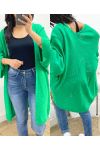 GILET LONG BRILLANT DOS ETOILE AH909 VERT