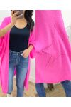 GILET LONG BRILLANT DOS ETOILE AH909 ROSE BONBON