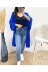 CARDIGAN LUNGO LUCIDO CON STELLA DIETRO AW909 BLU ROYAL