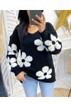 PULLOVER FLEUR PE148 NOIR