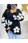 PULLOVER FLEUR PE148 NOIR