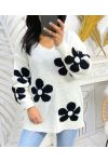 PULLOVER FLEUR PE148 BLANC