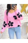 PULLOVER FLEUR PE148 ROSE