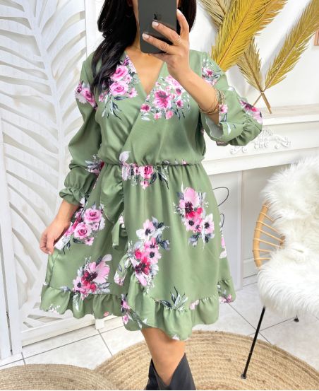 ROBE DRAPEE PE163 VERT