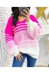 SWETER PE144 FUKSJA W Paski