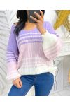 PULLOVER RAYURES PE144 VIOLET