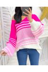 MAGLIA PE144 FUCSIA RIGHE