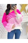 MAGLIA PE144 FUCSIA RIGHE