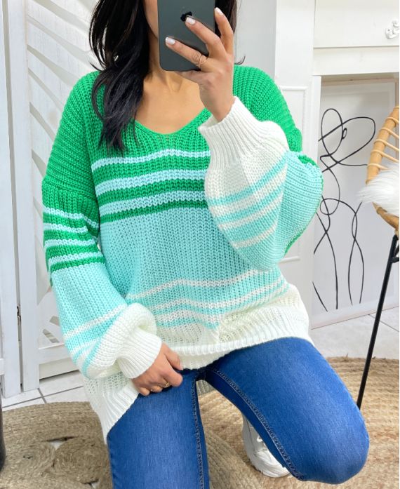 SWEATER STRIPES PE144 GREEN