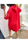 2-POCKET HOODIE DRESS LOVE ME PE135 RED