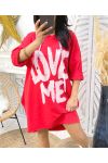 2-POCKET HOODIE DRESS LOVE ME PE135 RED