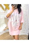 2-POCKET HOODIE DRESS LOVE ME PE135 PINK