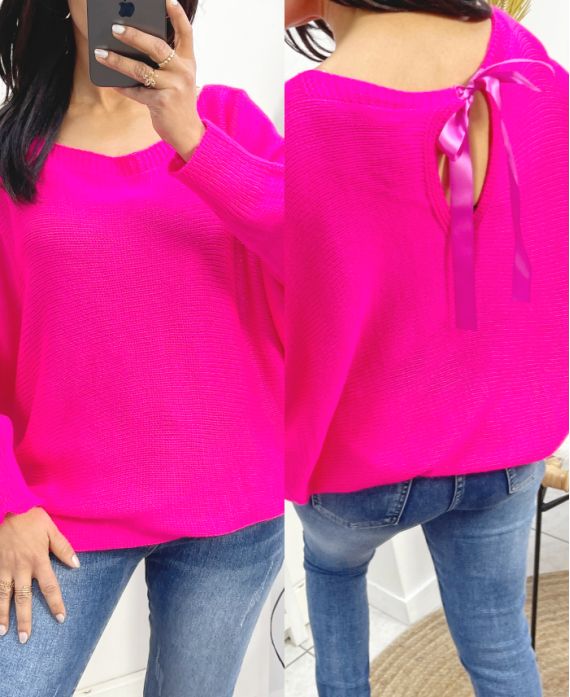 FANCY KNOTTY OVERSIZED SWEATER PE109 FUCHSIA