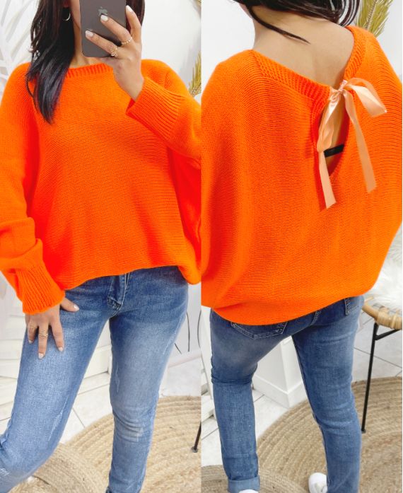 MAGLIA OVERSIZE CON FIOCCO FANTASIA PE109 ARANCIO