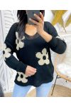 LUREX FLOWERS PULLOVER SS93 SCHWARZ