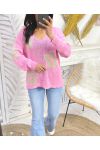 PULLOVER FLEURS LUREX PE93 ROSE