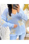 LUREX FLOWER SWEATER SS93 SKY BLUE