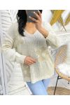 BLUMENPULLOVER LUREX SS93 BEIGE