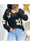 LUREX FLOWERS PULLOVER SS93 SCHWARZ