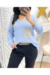 LUREX FLOWER SWEATER SS93 SKY BLUE