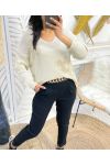 FLOWER SWEATER LUREX SS93 BEIGE