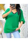 SHORT SLEEVE SWEATER PE956 EMERALD GREEN