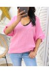 SHORT SLEEVE SWEATER PE956 PINK