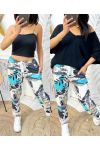 PE105 PRINTED WRINKLE EFFECT TROUSERS BLACK