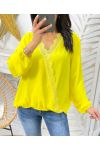 BLOUSE DRAPEE DENTELLE PE77 JAUNE