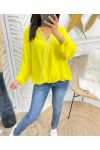 BLOUSE DRAPEE DENTELLE PE77 JAUNE