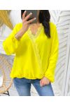 BLUSA DRAPPEGGIATA IN PIZZO PE77 GIALLO